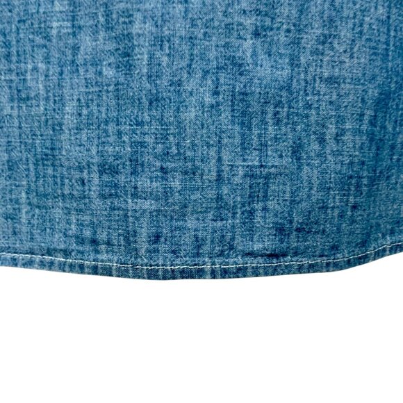 GAP Fitted Boyfriend Shirt Indigo Cotton Denim Button Down Womens L Long Sleeve - Picture 10 of 13